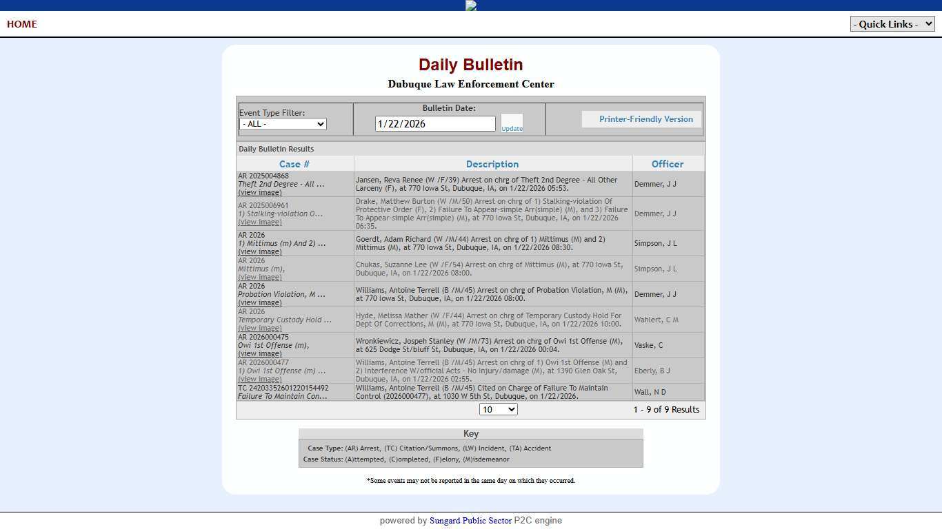 Dubuque Law Enforcement Center P2C - provided by OSSI
