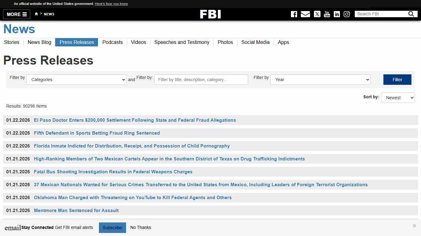 Press Releases — FBI