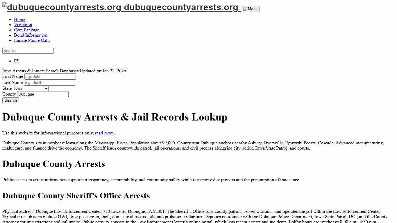 Dubuque County, IA Arrests, Warrants, Police Records Search