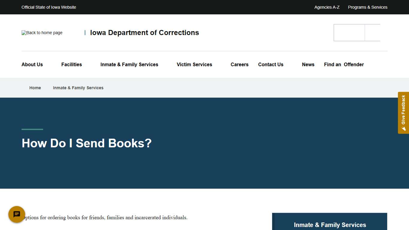 Send Books Iowa Department of Corrections